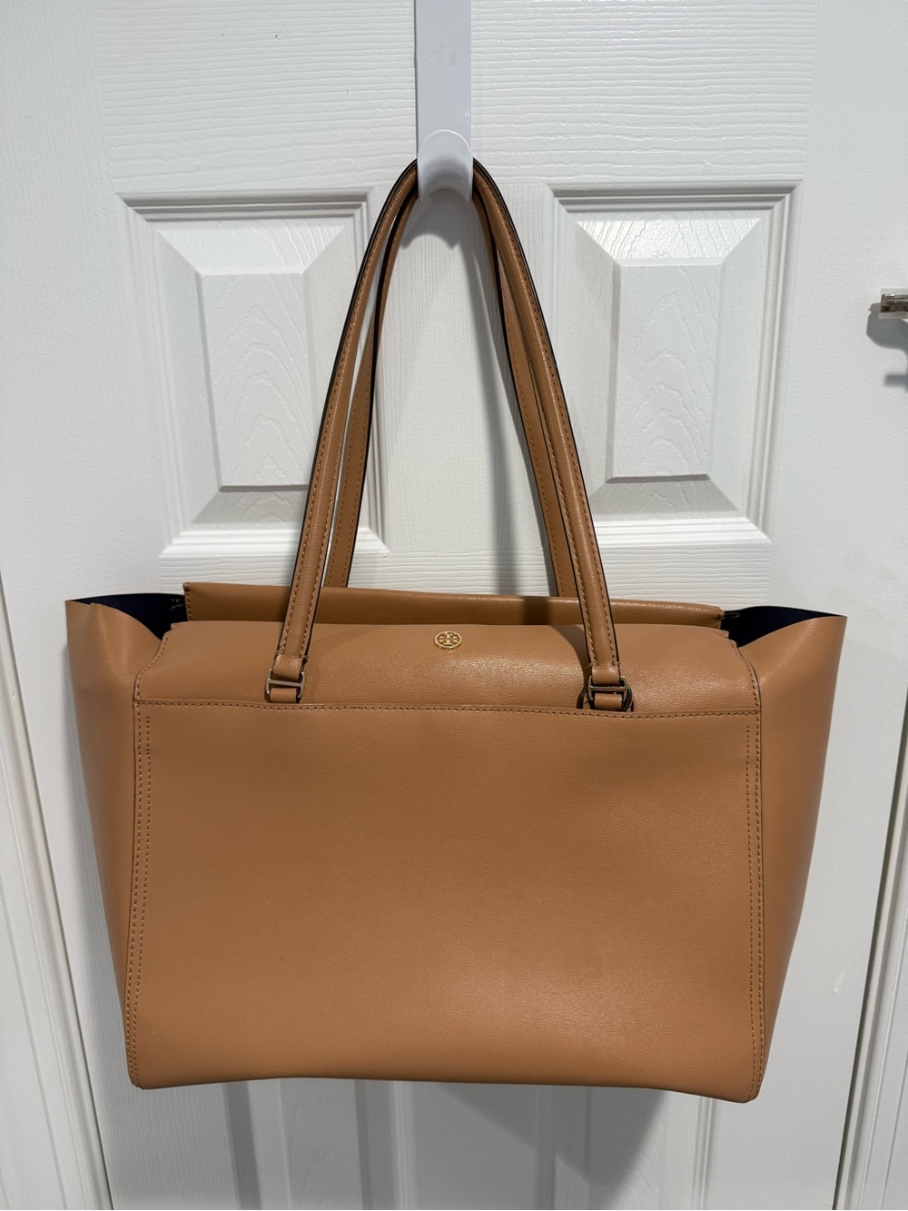 Tory Burch Camel Leather Tote with Double Handles